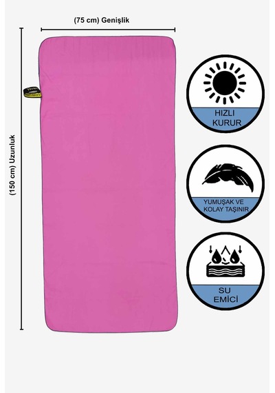 Vevien Home Mikrofiber Havlu - L Boy - 75 X 150 Cm - Plaj Havlusu Pembe