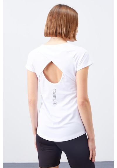 Tommy Life Beyaz Sırt Pencereli Kısa Kol Standart Kalıp O Yaka Kadın T-shirt - 97101 Beyaz