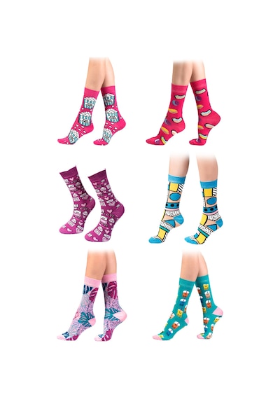 Ozzy Socks 6'lı Organik Pamuklu Dikişsiz Kadın Desenli Çorap Çok Renkli