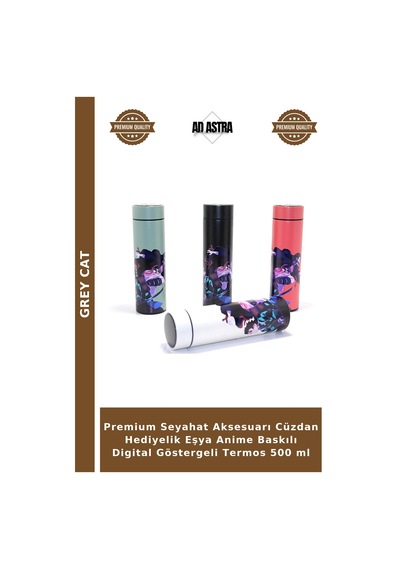 Premium Seyahat Aksesuarı Cüzdan Hediyelik Eşya Anime Baskılı Digital Göstergeli Termos 500 Ml Diğer