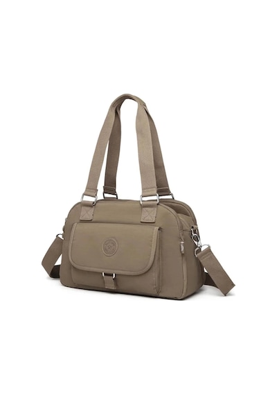 Smart Bags Orta Boy Çok Cepli Su Geçirmez Hafif Krınkıl Kumaş Kadın Omuz Çantası Açık Kahve Kahverengi