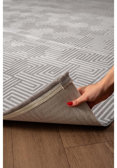 Clay Ct005a Gri Halı Modern Desenli Triko Akrilik Pamuk Tabanlı Kaymaz Salon Oturma Odası Halısı