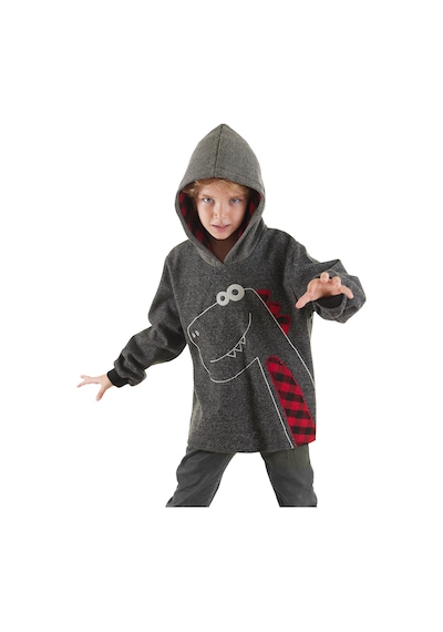 Denokids Dino Erkek Çocuk Kapüşonlu Sweatshirt Gri