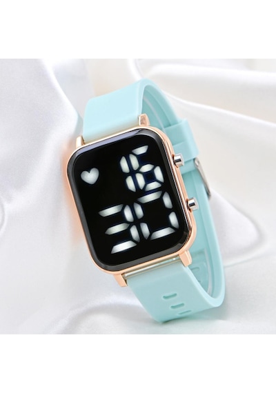 Pinkoli Turkuaz Silikon Kordonlu Led Watch Genç Kız Kadın Kol Saa