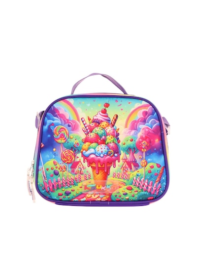 Kaukko Kids Kız Çocuk Isı Yalıtımlı Okul/piknik Beslenme Çantası Dondurma L7251 Kırmızı - Mavi
