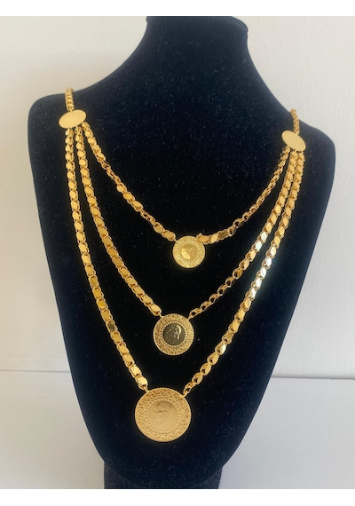 Altın Görünümlü Halep Zincirli Kolye Gold