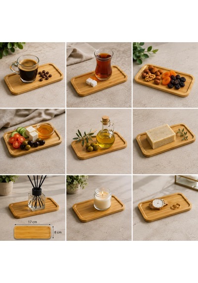 Bambu 6 Adet Sunumluk Set 17x8 Cm, Dikdörtgen Çok Amaçlı Tepsi Çok Renkli