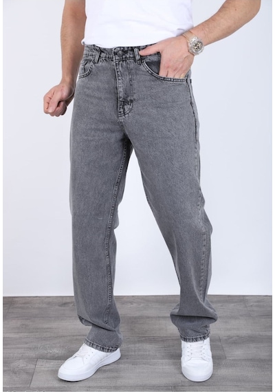 Blayn Jeans Erkek Antrasit Baggy Kot Pantolon - Geniş Kalıp Günlük Rahat Denim Jean Arsenik Gri