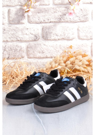 Fort Cool Angola Rahat Esnek Kadın Sneaker Ayakkabı Siyah - Beyaz