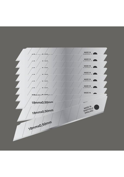 İthal 10 Adet 8 Dilim Maket Bıçağı Yedeği Ucu 0.50 Mm Kalınlık X 18 Mm Genişlik Bıçak Ucu Jilet