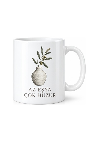 Buradabulabilirsin Az Eşya Çok Huzur Tasarımlı Porselen Kupa - Model 297 Bbz Çok Renkli