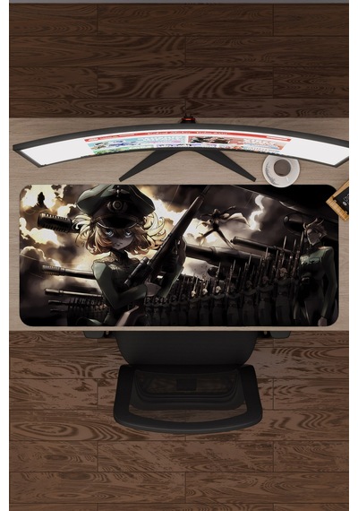 Youjo Senki Kaymaz Dikişli Kauçuk Oyuncu Mousepad V4 - 90x40 Xxl Gaming Mouse Pad Fare Altlığı