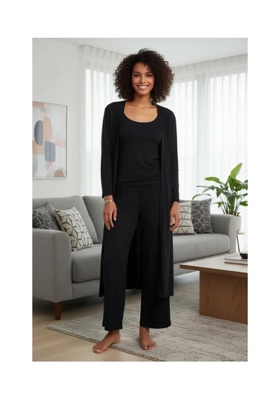 İkikareshop Kadın Siyah Yumuşak Dokulu Dökümlü Uzun Kimono Şık Ve Rahat Ev Giyim Çok Renkli İkikareshop Kadın Siyah Yumuşak Dokulu Dökümlü Uzun Kimono Şık Ve Rahat Ev Giyim Çok Renkli