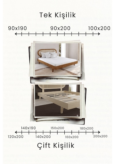 Padova Hazeran Başlıklı Masif Ahşap Karyola Natürel 90x190