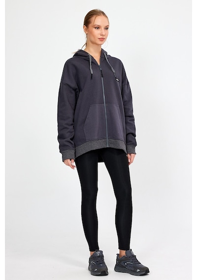 Alexandergardı Fermuarlı Kapüşonlu Oversize Sweatshirt B22-75300 Antrasit