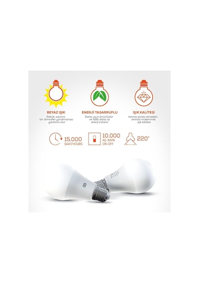 Günsan 10'lu Led Ampul 5w Beyaz Işık E27 6500k 220-240v Diğer