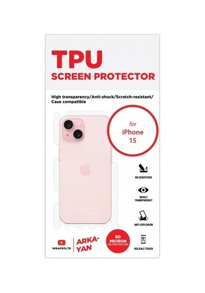 Apple iPhone 15 Uyumlu Arka Ve Yan Koruyucu Tpu Film
