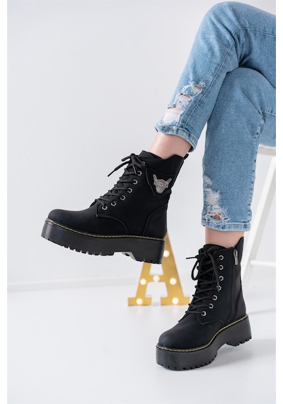 Aymood Bağcıklı Tokalı Kadın 5 Cm - 38 Siyah