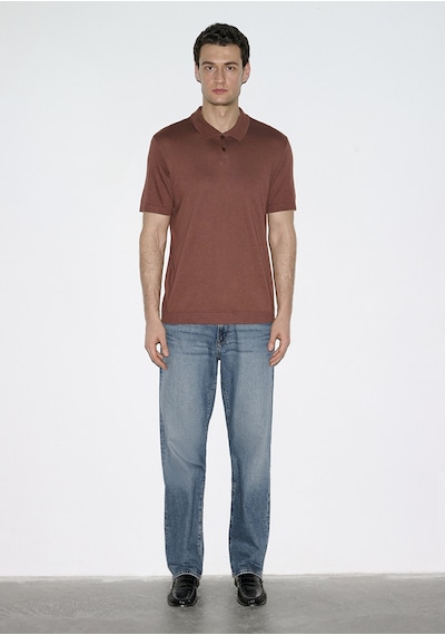 Mavi - Kahverengi Tencel Modal Karışımlı Polo Tişört 0613163-70250 Kahverengi