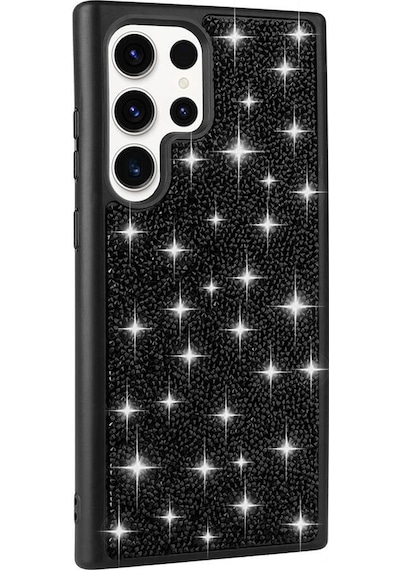 Zore Galaxy S23 Ultra Uyumlu Parlak Taşlı Tasarım Pırlanta Kılıf-siyah Siyah