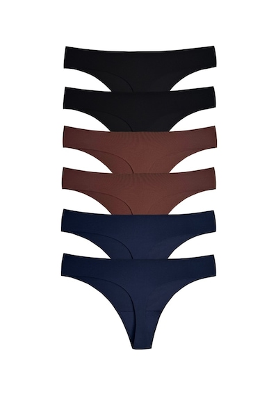 Alya Underwear Lazer Kesim Dikişsiz Tanga Külot, Seamless String 6'lı Paket Çok Renkli A10