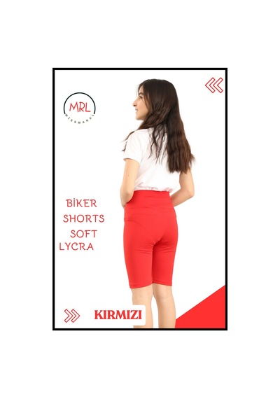 Kırmızı Biker Şort Yüksek Bel İç Göstermez Esnek Yumuşak Likralı Soft Tbiker Basics Kırmızı