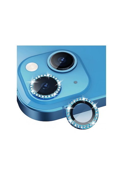 Nettech Apple Uyumlu iPhone 11 Pro Diamond Taşlı Model Kamera Cam Koruyucu - Mavi