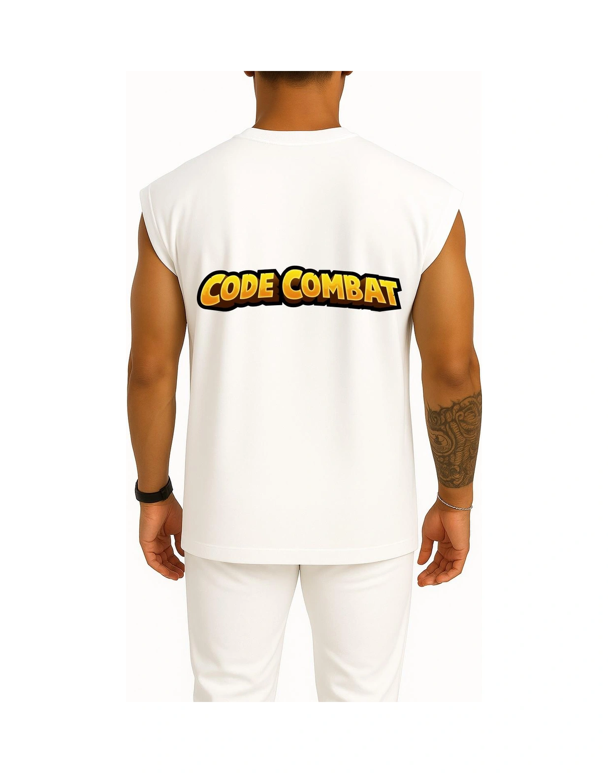Bahriyeli Collection Oversize Codecombat Computer Science Göğüs Ve Sırt Tasarımlı Atlet Beyaz