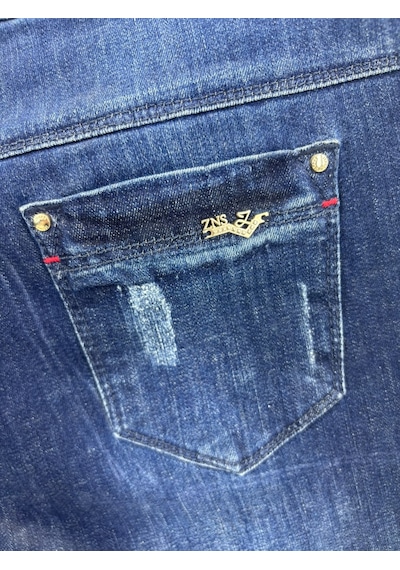 Büyük Beden Fermuarlı Denim Kadın Pantolon Lacivert