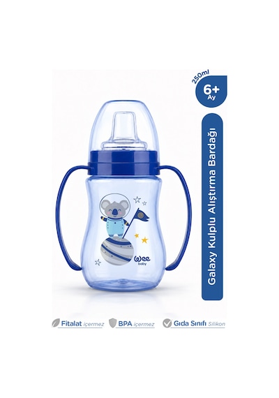 Wee Baby Kulplu Antikolik Akıtmaz Alıştırma Bardağı 250 ML Mavi