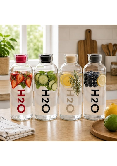 Tr 1000 Ml Renkli Kapaklı Borosilikat Cam Matara Sızdırmaz Çevirmeli Vakumlu Kapaklı Suluk,bpa İçermez, Isıy Diğer