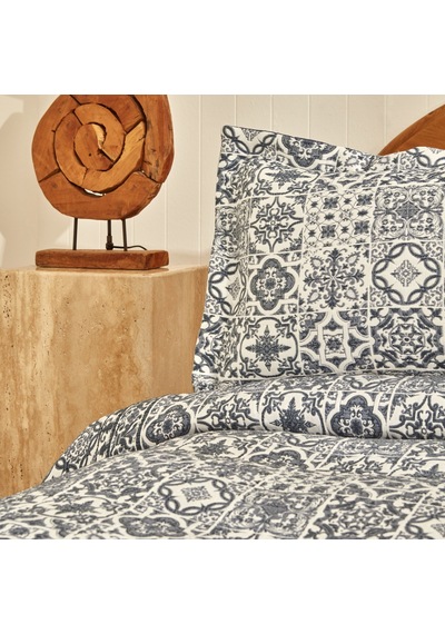 Karaca Home Tiles Çift Kişilik Yatak Örtüsü Mavi