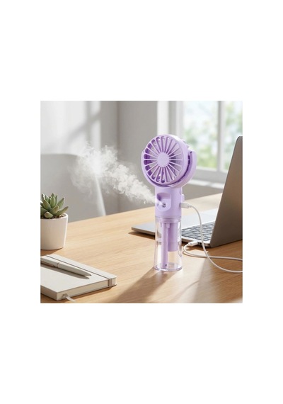 4 Kademeli Spreyli Şarjlı El Fanı Boyuna Asılabilir Usb Şarjlı Taşınabilir Mini Fan F4 5671