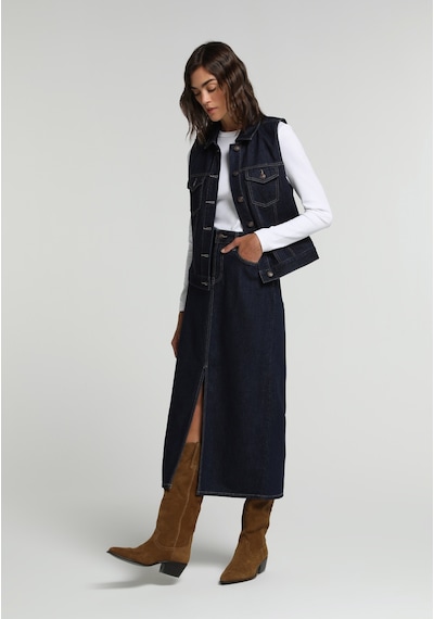 Colin's Colins Slim Fit Düz Fermuarlı Kadın Dark İndigo Denim Etek Cl1082782 Q1.v2 Dn45186