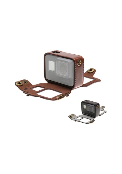Gopro Hero 5 6 Askılı Deri Kılıf Kahverengi