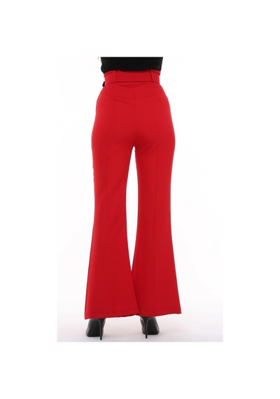 Cedy Kadın İspanyol Paça, Yüksek Bel, Kemerli Pantolon, Oversize Kesim, C3004 Yeşil 001