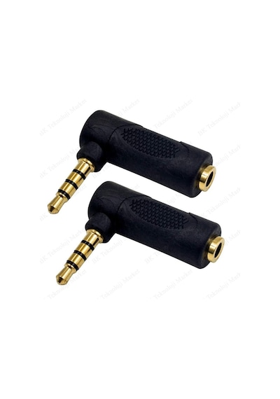 90 Derece Açılı 3.5 MM 4 Kutuplu Erkek-Dişi Ses Uzatma Adaptörü