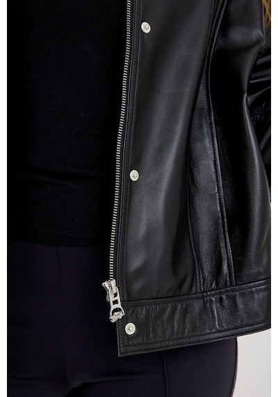 Oversize Bayan Deri Ceket Vb-12-bk-2828-24083 Siyah