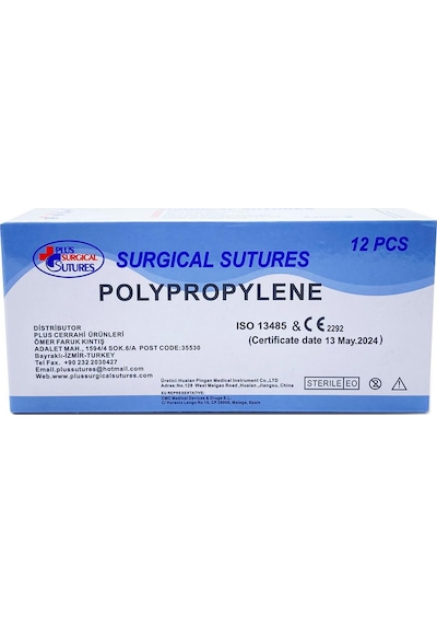 Emilemeyen POLYPROPYLENE İplik USP 0 40 MM KESKİN 3/8 75 CM 12'li