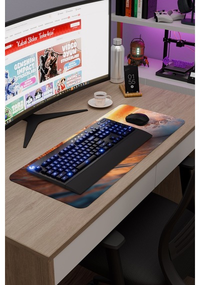 Dalgalar Kaymaz Dikişli Kauçuk Oyuncu Mousepad V1 - 70x30 Xl Gaming Mouse Pad Fare Altlığı