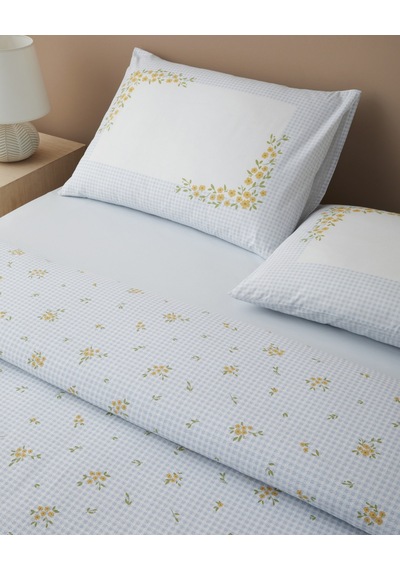 English Home Pure Summer Baskılı Pamuklu Çift Kişilik Pike Takımı 200x220 Cm Mavi Mavi