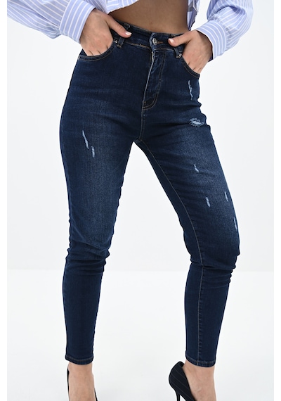 Kadın Yüksek Bel Lacivert Jean Pantolon 6178-23 001