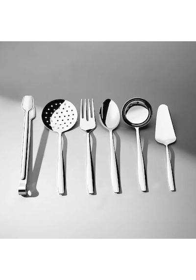 Nehir Sahra Sade 6 Parça Maşalı Servis Takımı Gri