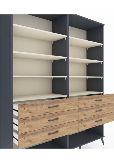 Hyperion Gardrop 8 Raflı 6 Çekmeceli 176x44x221 Antrasit-aytaşı/çam Aytaşı/çam Hyperion Gardrop 8 Raflı 6 Çekmeceli 176x44x221 Antrasit-aytaşı/çam Aytaşı/çam