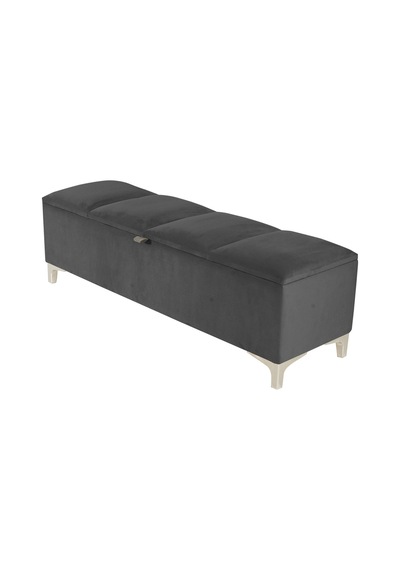 Vetra V2 Sandıklı Puf  Gri Dilimli Model Sandıklı Bench Puf - Sandıklı Yatak Ucu Bankı