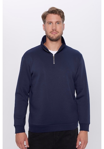 Tudors Unisex Relax Fit Rahat Kesim Pamuklu Yarım Fermuarlı Lacivert Dik Yaka Sweatshirt-31450-lacivert Lacivert Tudors Unisex Relax Fit Rahat Kesim Pamuklu Yarım Fermuarlı Lacivert Dik Yaka Sweatshirt-31450-lacivert Lacivert