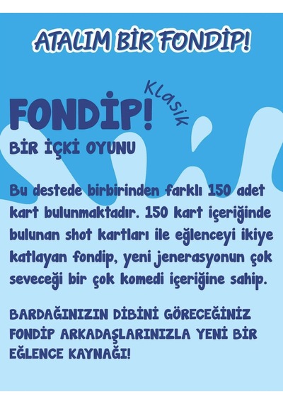 Fondip Klasik Içki Oyunu Parti Oyunu Shot Oyunu Yılbaşı Oyunu Kart Oyunu