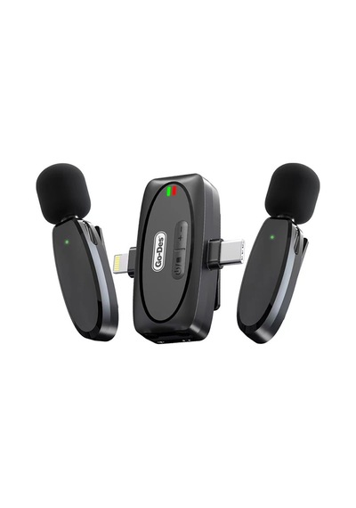 Kablosuz Yaka Mikrofonu Type-c Ve Lightning Portlu Go Des Gd-ws303 2in1 Siyah