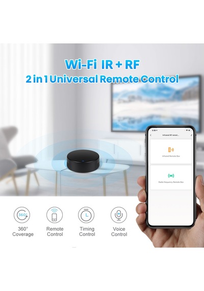 Suofeng Ev Aletlerini Kontrol Eden Akıllı Wifi Ir+rf Sesli Kumanda - Tuya Uyumlu, Google Home Destekli, Siyah