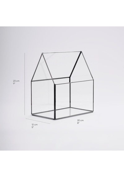 23x20x12cm Siyah Geometrik Teraryum Cam Fanus Takı Aksesuar Çikolata Kutusu Diğer